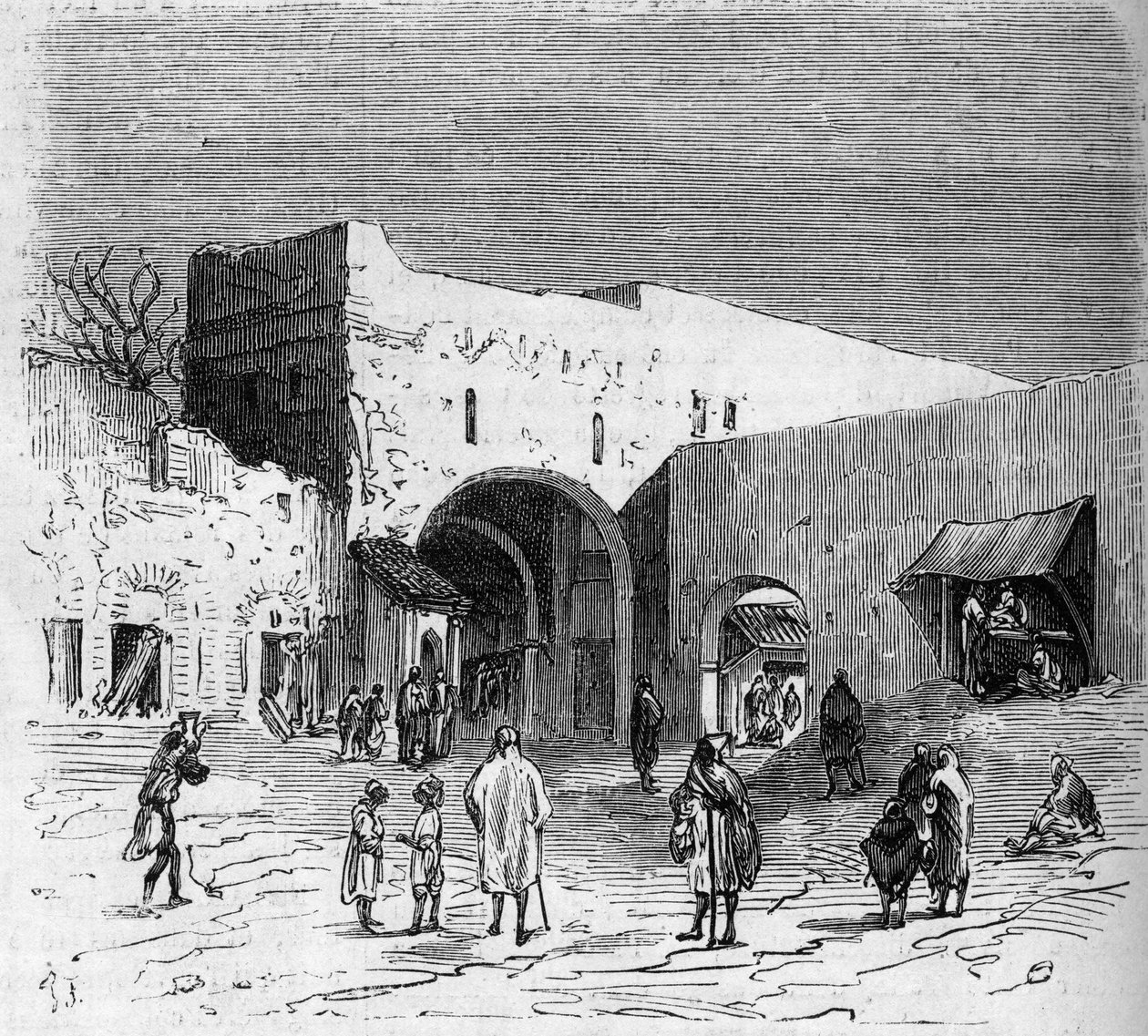 Joodse bevolking van Tetouan (Tetuan) in Marokko: binnenaanzicht van de Joodse wijk door French School