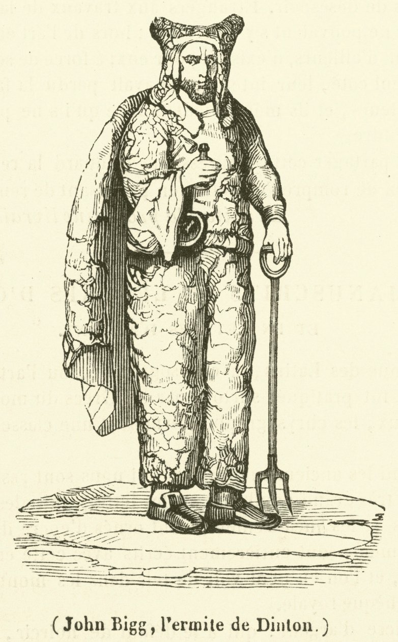 John Bigg, de kluizenaar van Dinton (gravure) door French School