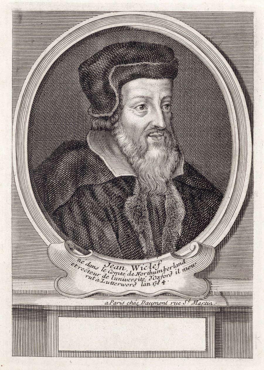 John Wycliffe, gegraveerd door Daumont, Parijs door French School