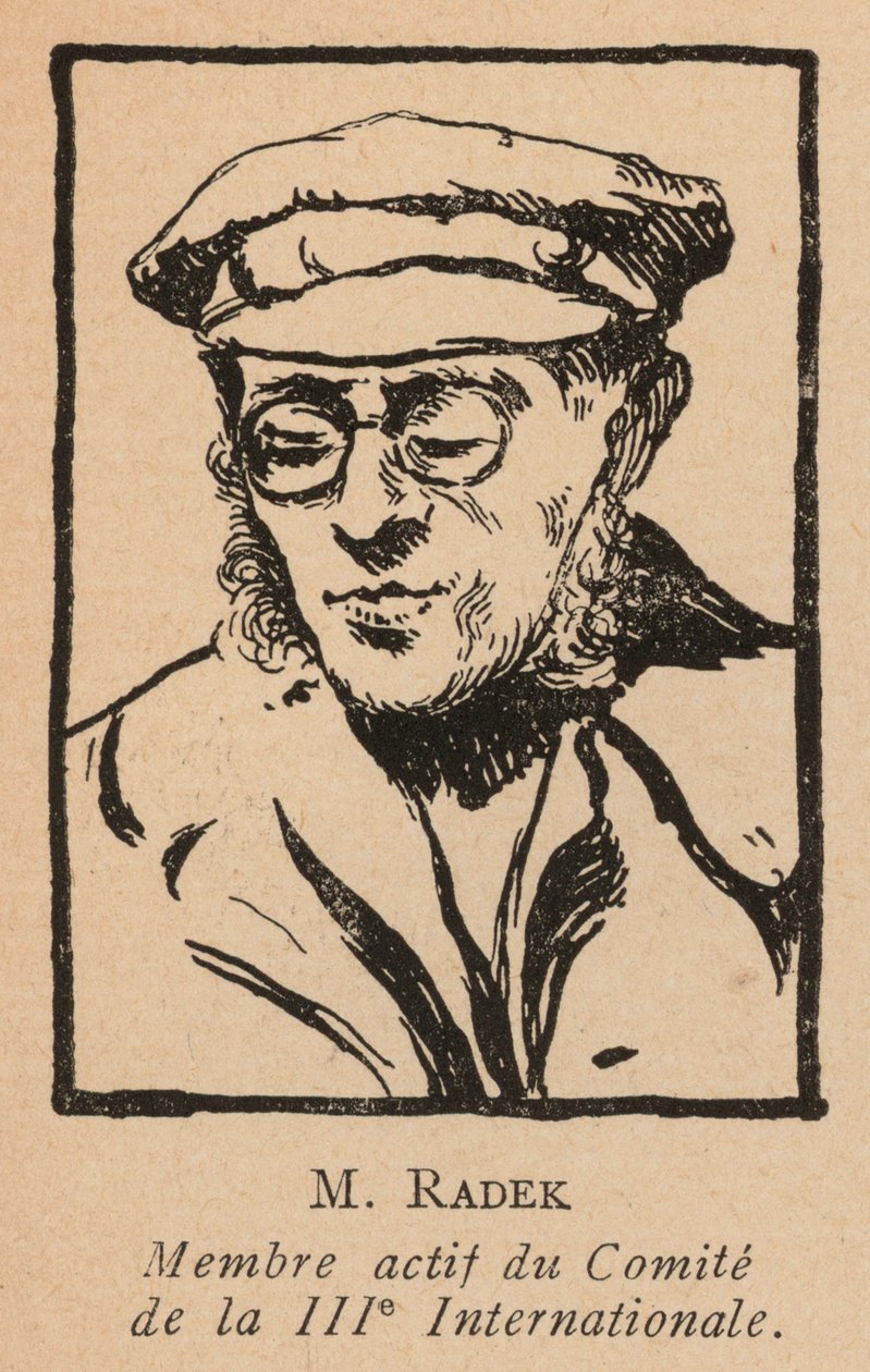 Karl Radek, Pools marxistisch revolutionair en secretaris van de Derde Communistische Internationale (Komintern) (litho) door French School