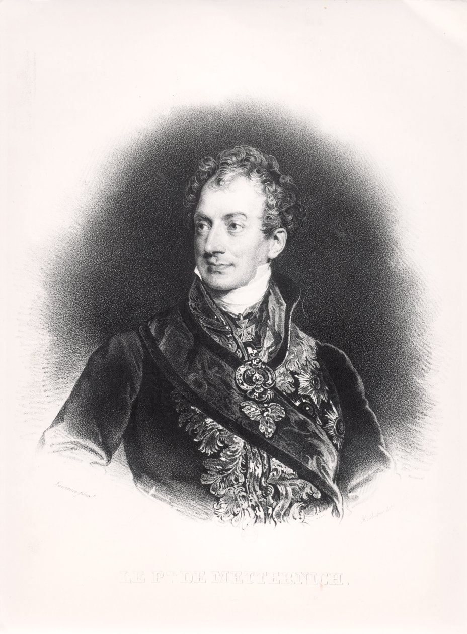 Klemens Wenzel Nepomuk Lothar (1773-1859) Prins van Metternich-Winneburg, c.1815 door French School