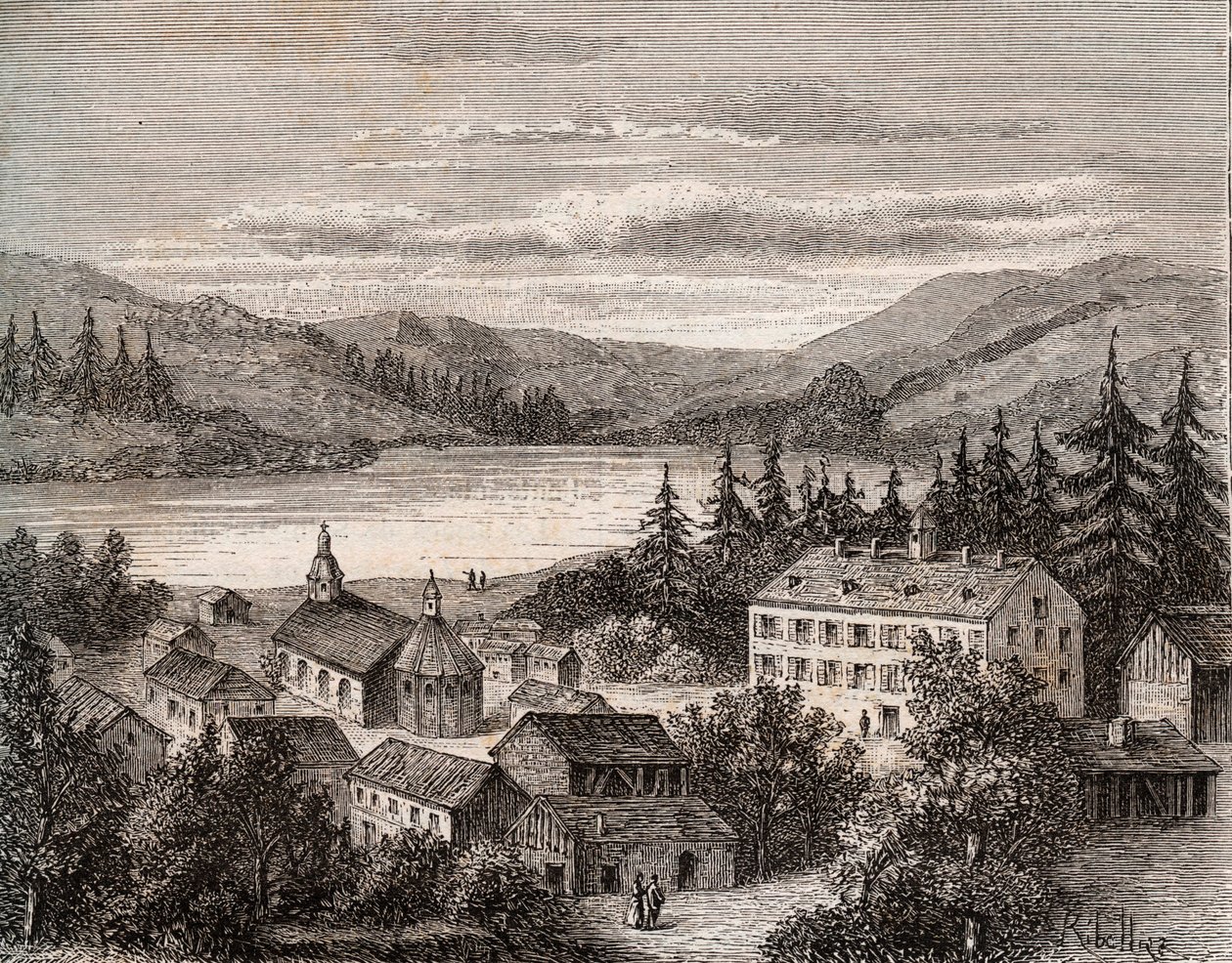 Lac de Gerardmer - Alsace Champagne Ardenne Lorraine - gravure in 