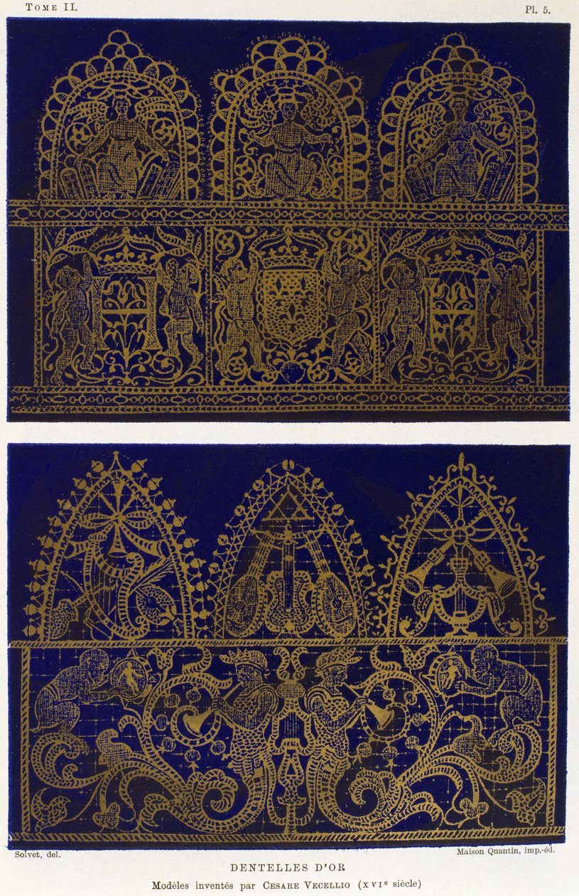 Kantmonsters in goud, door Cesare Vecellio, gravure uit Dictionnaire de l