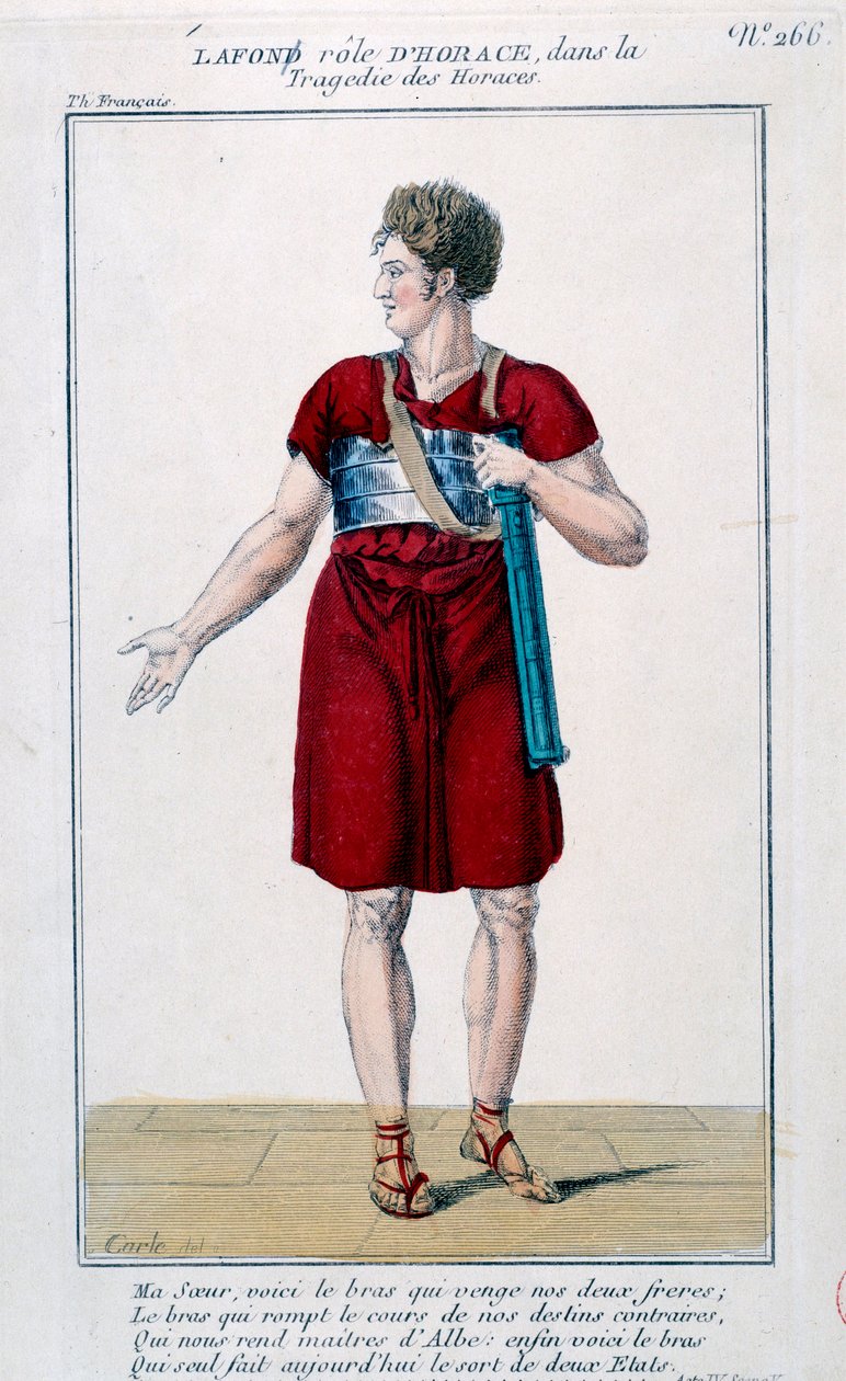 Lafon in de rol van Horace in de tragedie van Horace door Corneille (1640) door French School