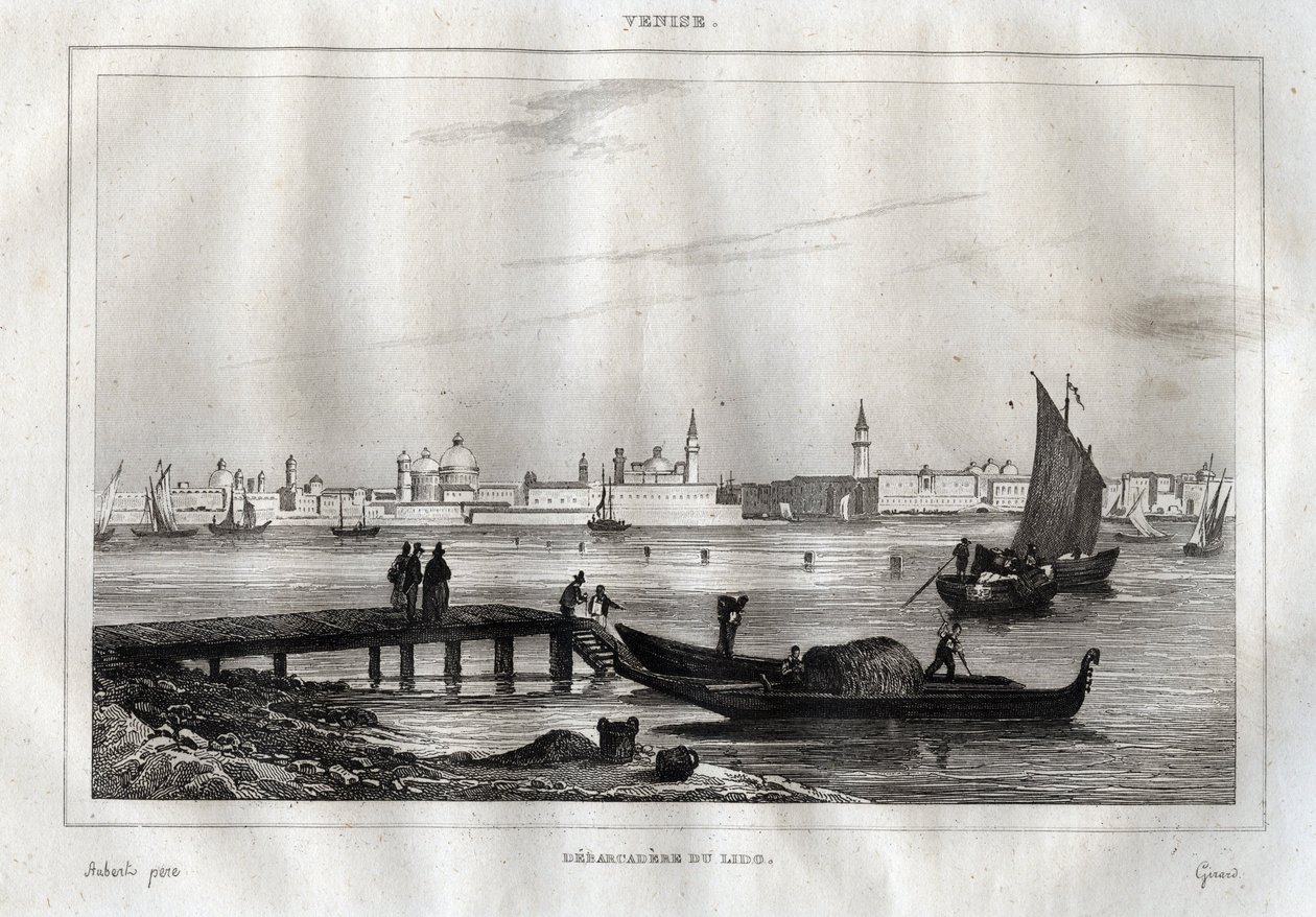 Aanlegsteiger van Lido van Venetië - Gravure uit 