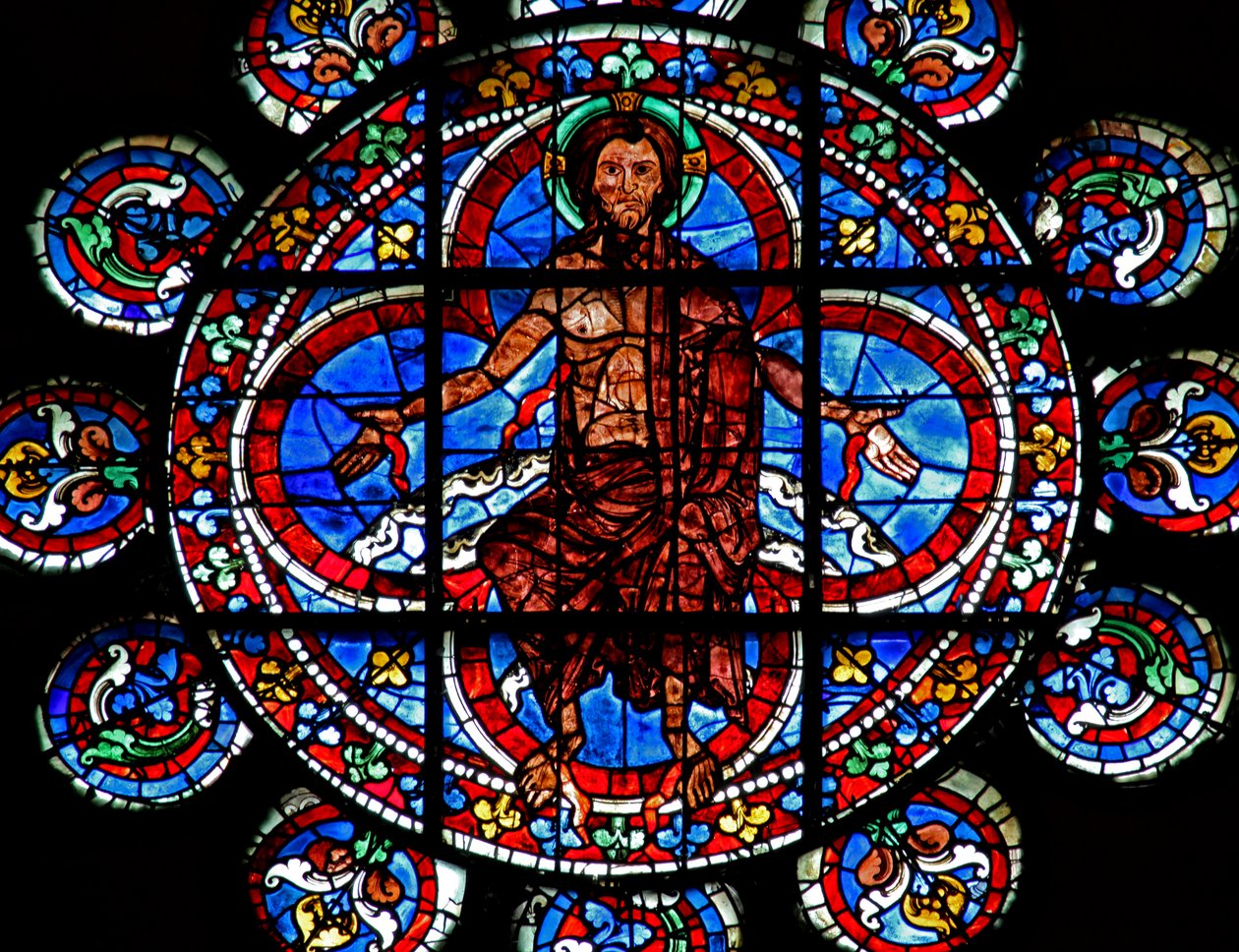 Laatste Oordeel: Christus - toont de wonden van de Kruisiging door French School
