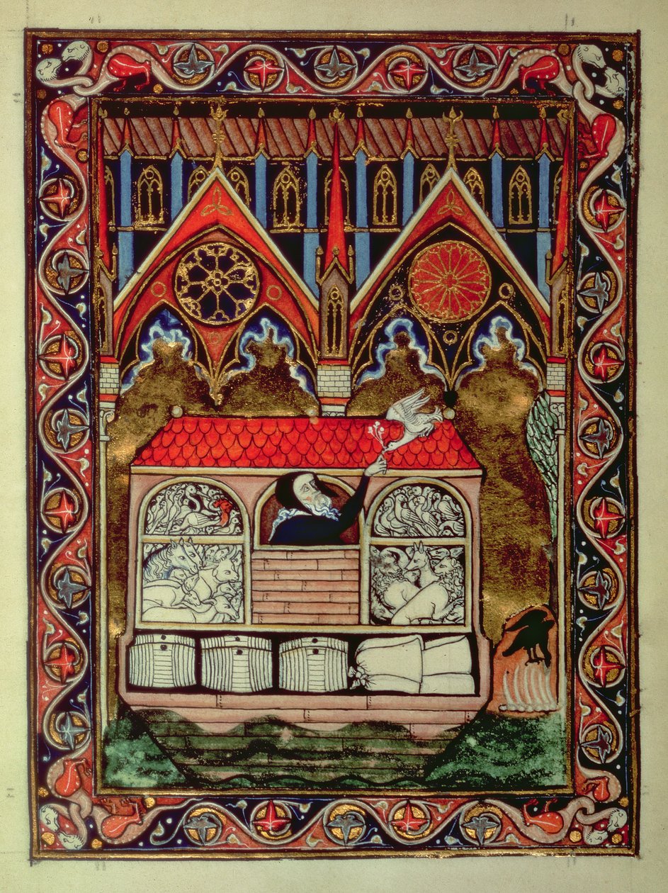 De ark van Noach, uit het Psalter van St. Louis, ca. 1258-70 door French School