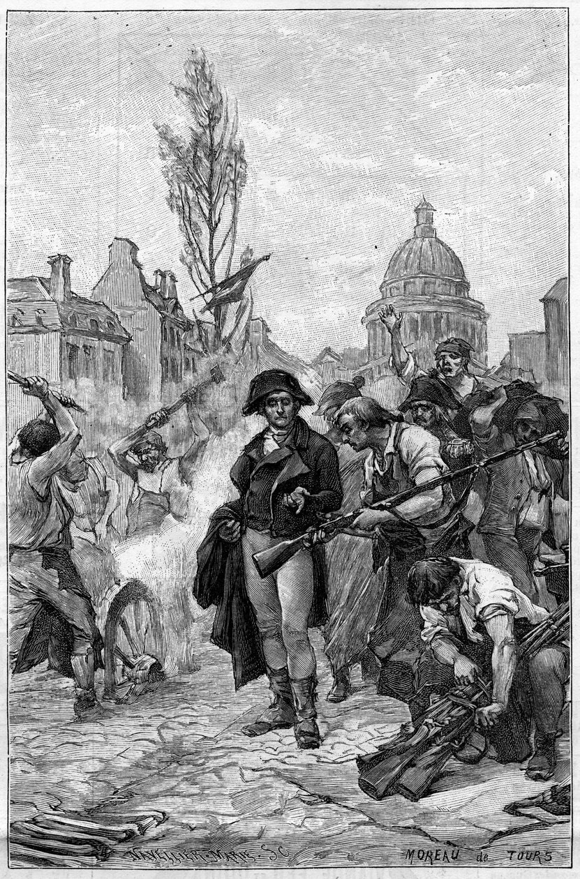 Lazare Carnot (1753-1823) inspecteert de wapenwerkplaatsen in Parijs in 1793. door French School