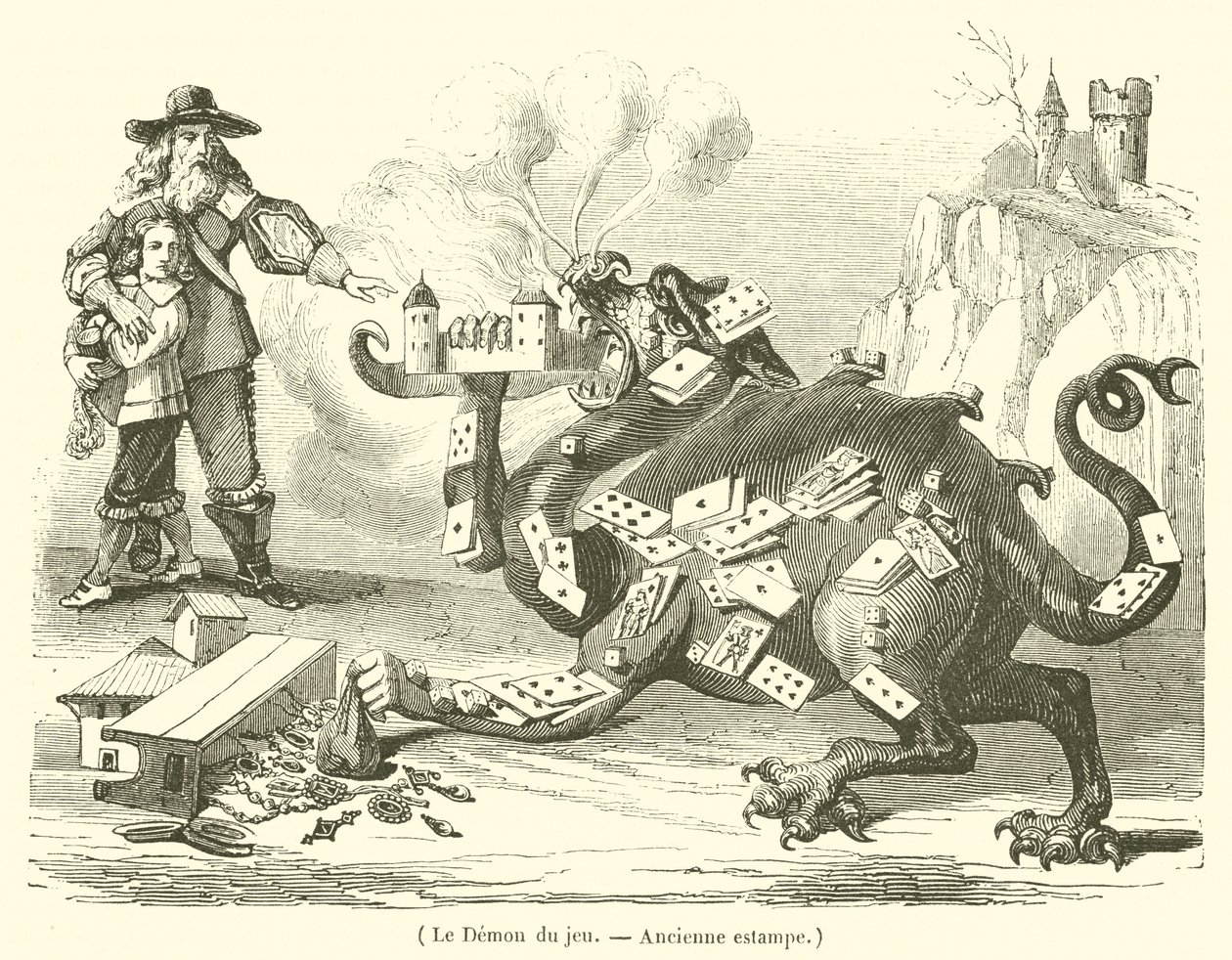 Le Demon du jeu (gravure) door French School