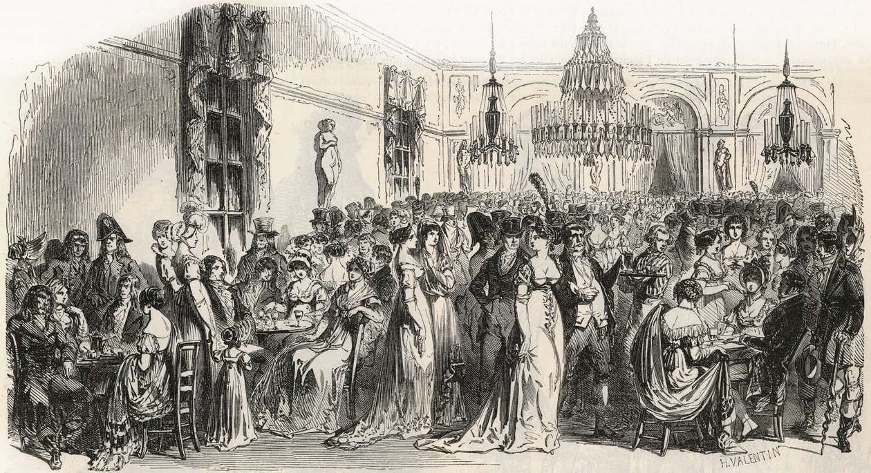De Grote Salon van café Frascati in Parijs in de 19e eeuw - Gravure in 