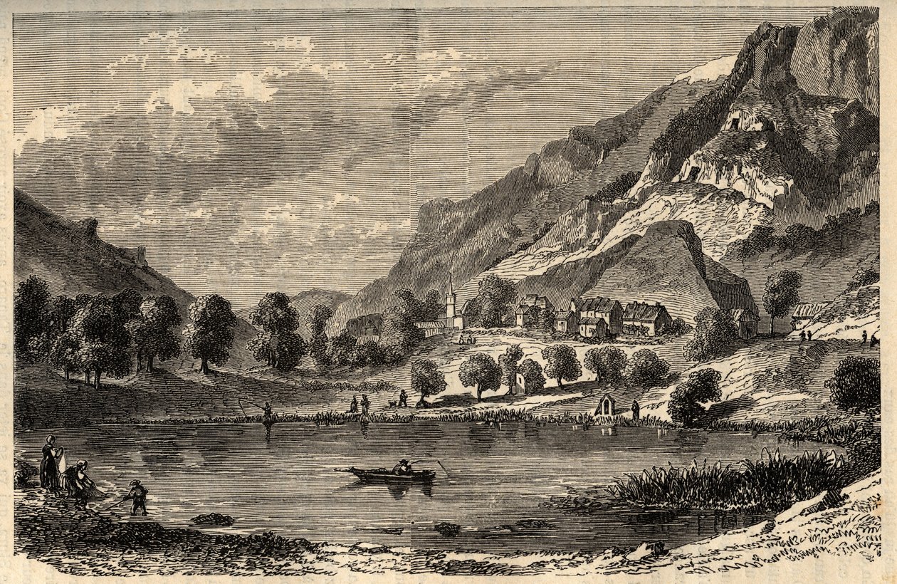 Le Lauzet-Ubaye - Het meer van Lauzet - gemeente in het departement Alpes-de-Haute-Provence in Zuidoost-Frankrijk - gravure in 