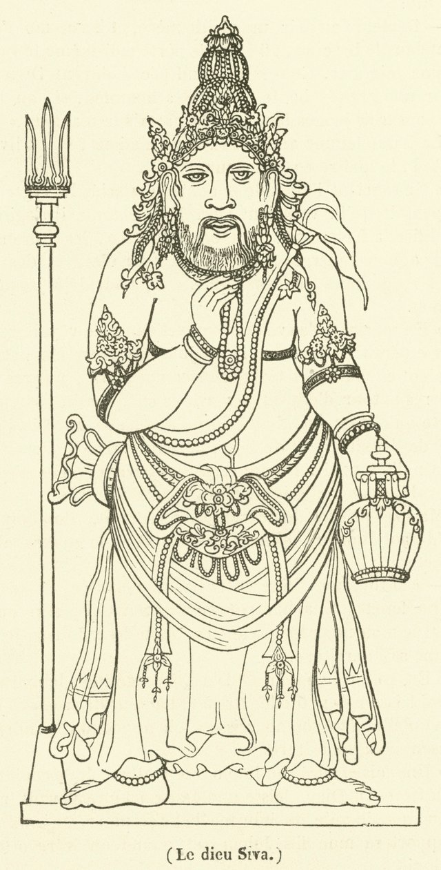 De god Siva (gravure) door French School