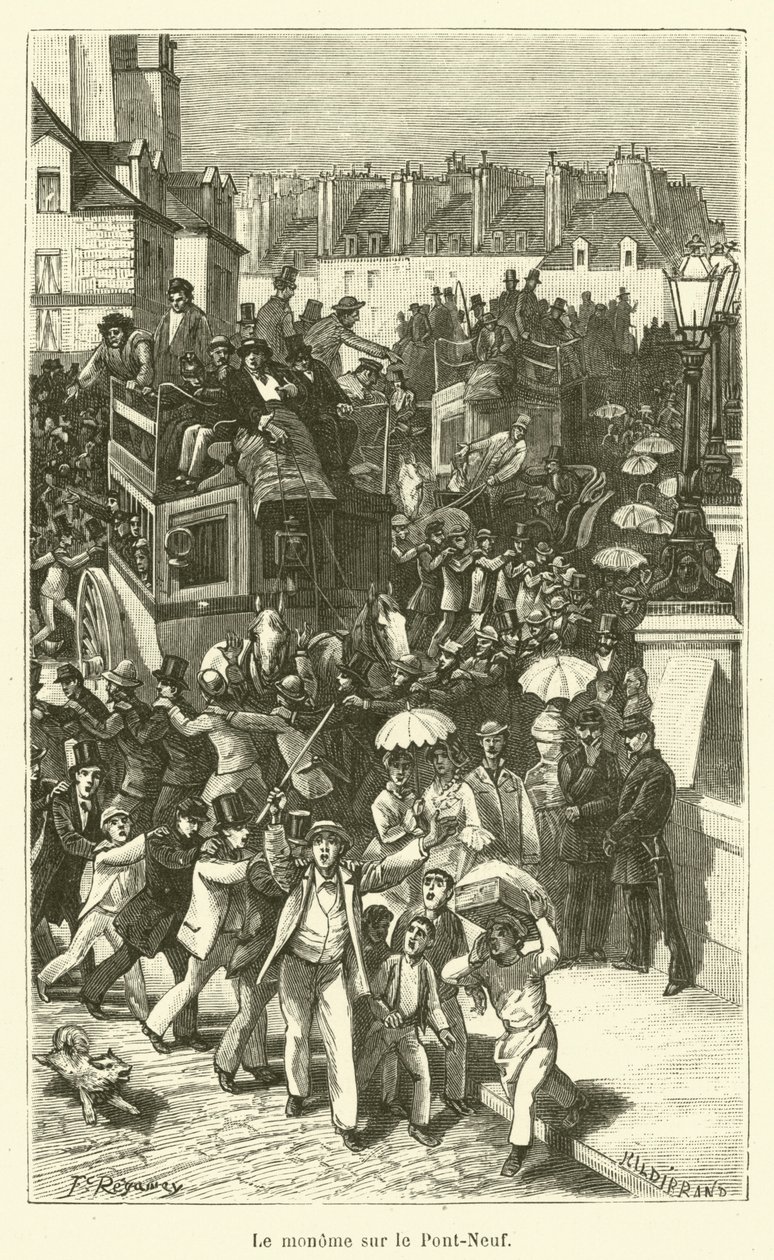 De monome op Pont-Neuf (gravure) door French School
