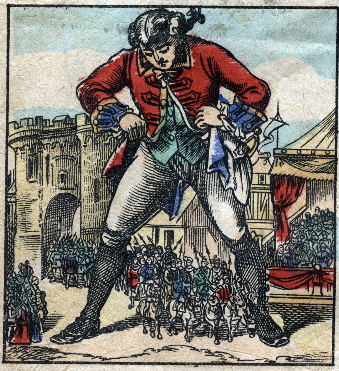 Lemuel Gulliver in het land van de Lilliputters. Illustratie voor "Gulliver