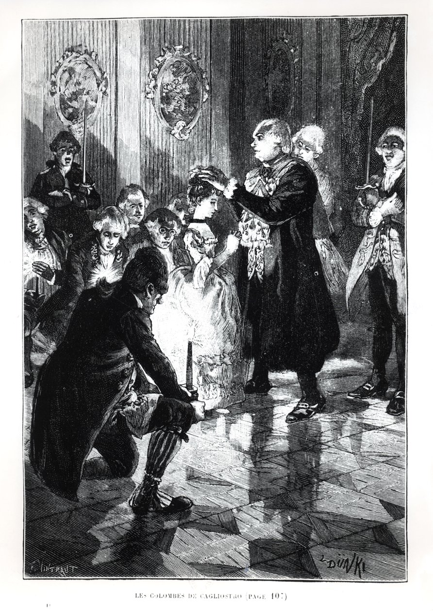 Les Colombes de Cagliostro, illustratie uit Les Merveilles de la Science door Louis Figuier (1819-94) gepubliceerd in Parijs, 1893 door French School