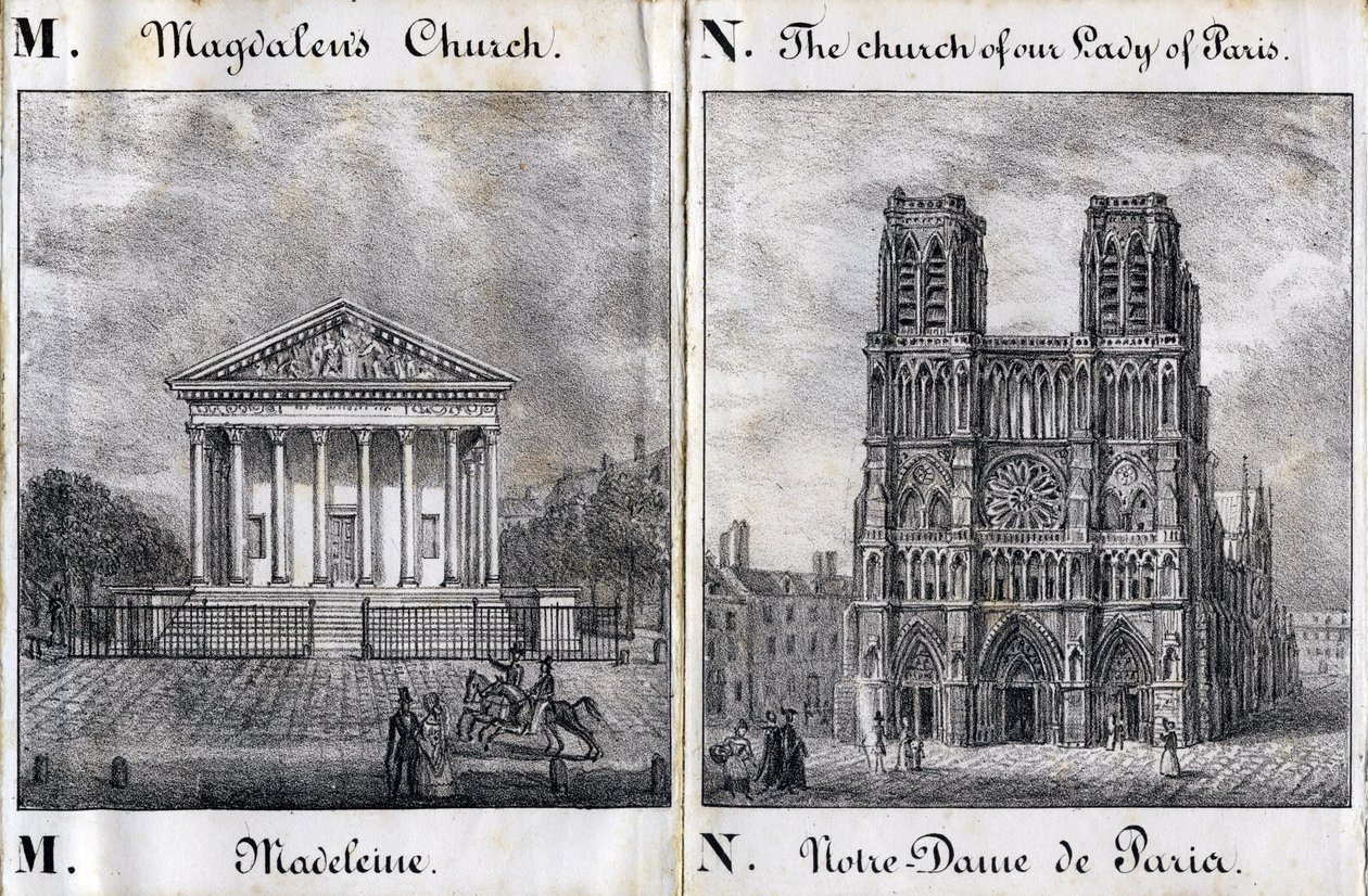 Letter M Madeleine en N Notre-Dame de Paris (Notre Dame de Paris) - 