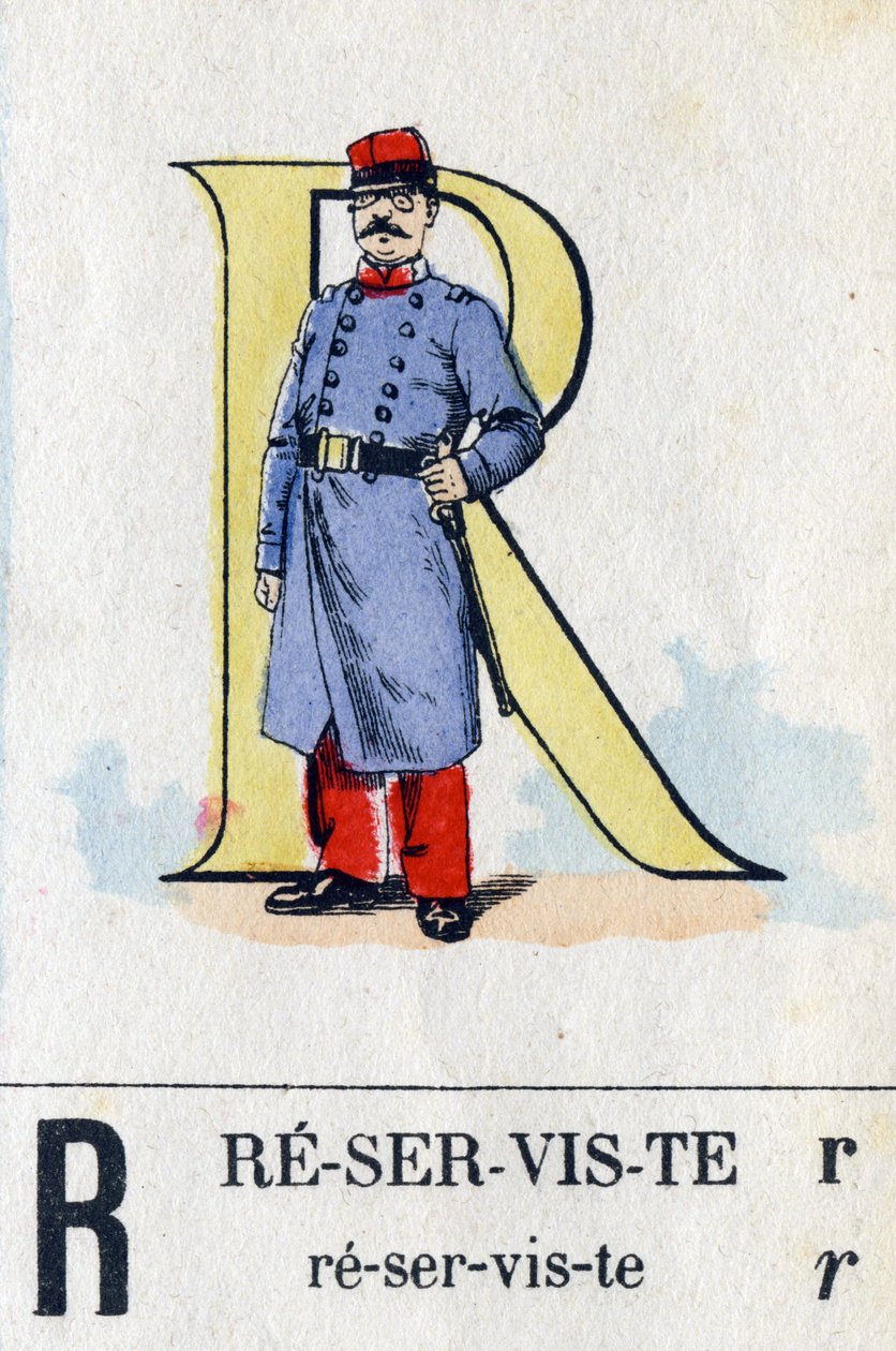 Letter R als reservist. Militair alfabet. Beeldvorming van Epinal, circa 1870-1880 door French School