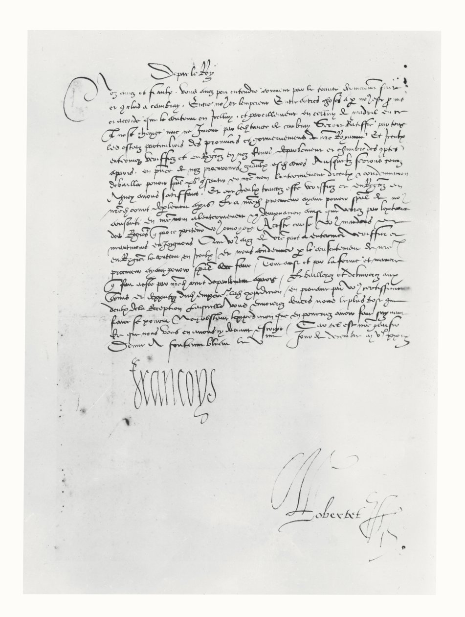 Brief van Frans I van Frankrijk aan het Parlement van Bordeaux door French School