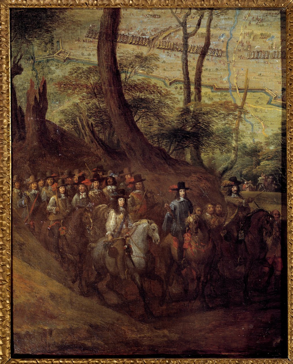 Lodewijk II van Bourbon, Prins van Condé (Grand Condé) (1621-1686) of Hertog van Enghien, belegert een stad. door French School