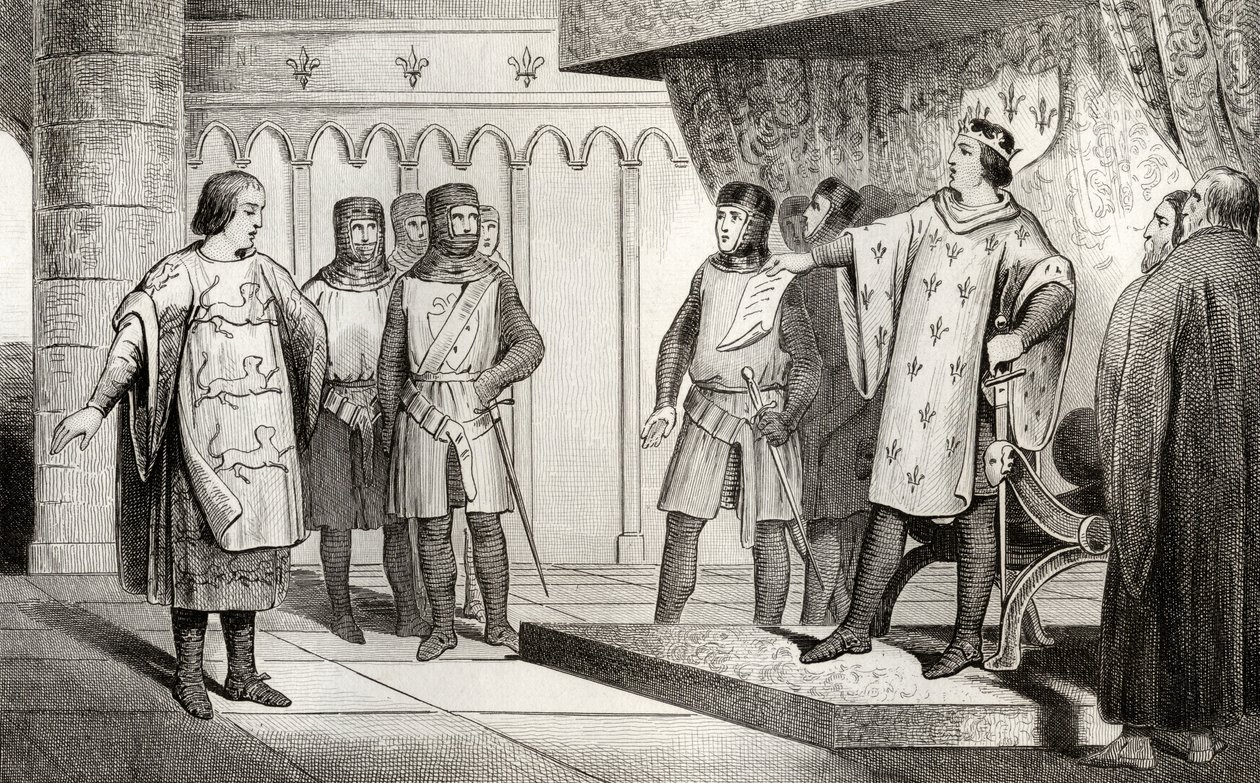 Lodewijk VIII de Leeuw ontvangt een gezant van zijn vijand Hendrik III van Engeland, uit 