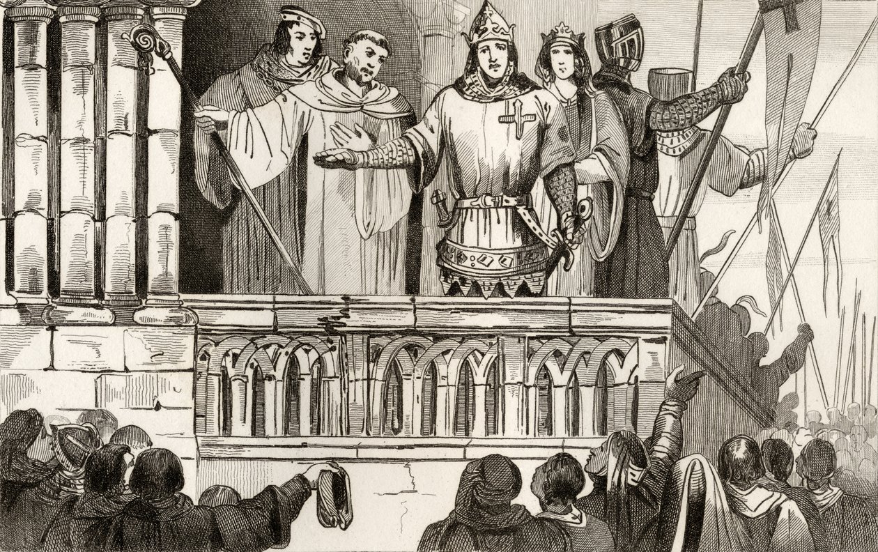 Lodewijk VII (1120-80) de Jonge verzamelt steun voor de Tweede Kruistocht in 1144, uit 