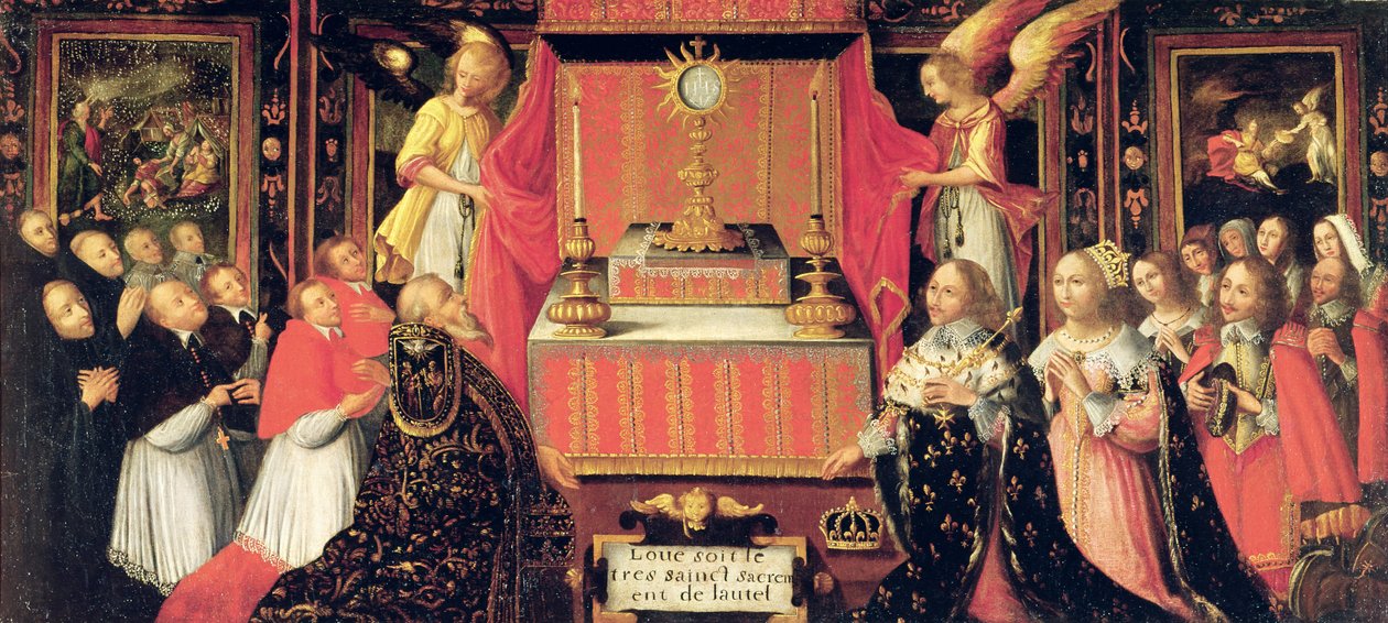 Lodewijk XIII (1601-43) Anne van Oostenrijk (1601-66) Infanta van Spanje en Gaston van Frankrijk (1608-60) Hertog van Orléans voor het Heilig Sacrament door French School
