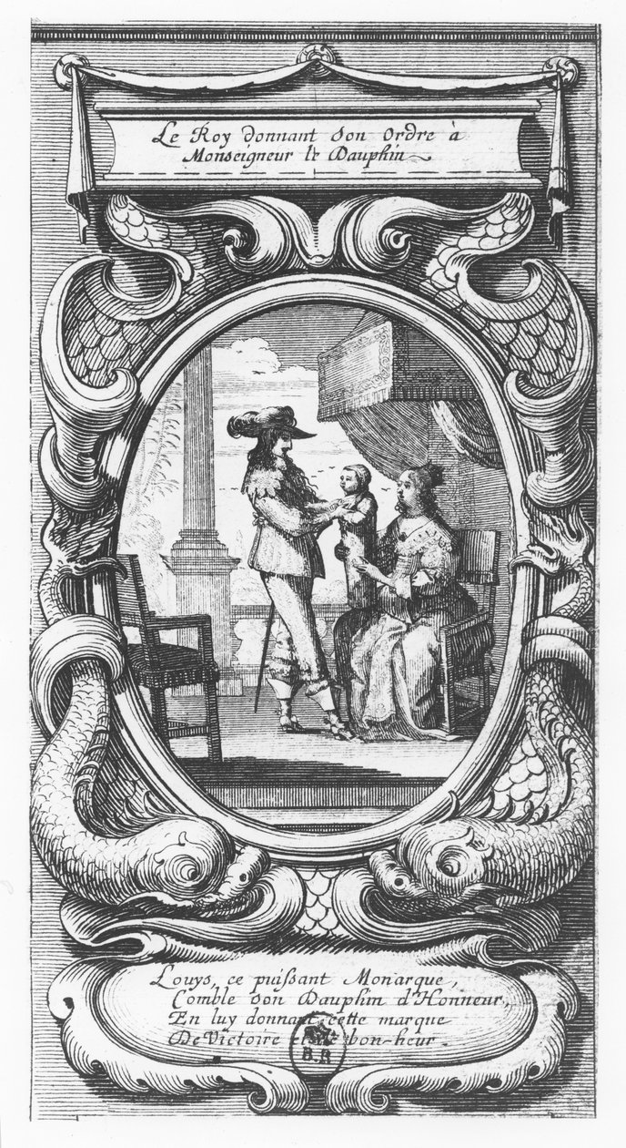 Lodewijk XIII, Koning van Frankrijk geeft bevelen aan Monseigneur le Dauphin (gravure) door French School