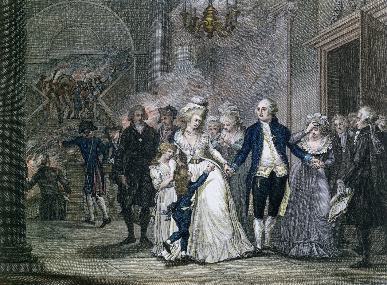 Lodewijk XVI (1754-93) neemt afscheid van zijn familie, 20 januari 1793, gegraveerd door Reinier Vinkeles (1741-1816) en Daniel Vrydag (1765-1822) door French School