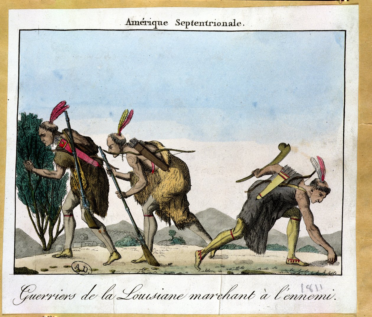 Louisiana-indianen volgen hun vijand, c.1811 door French School
