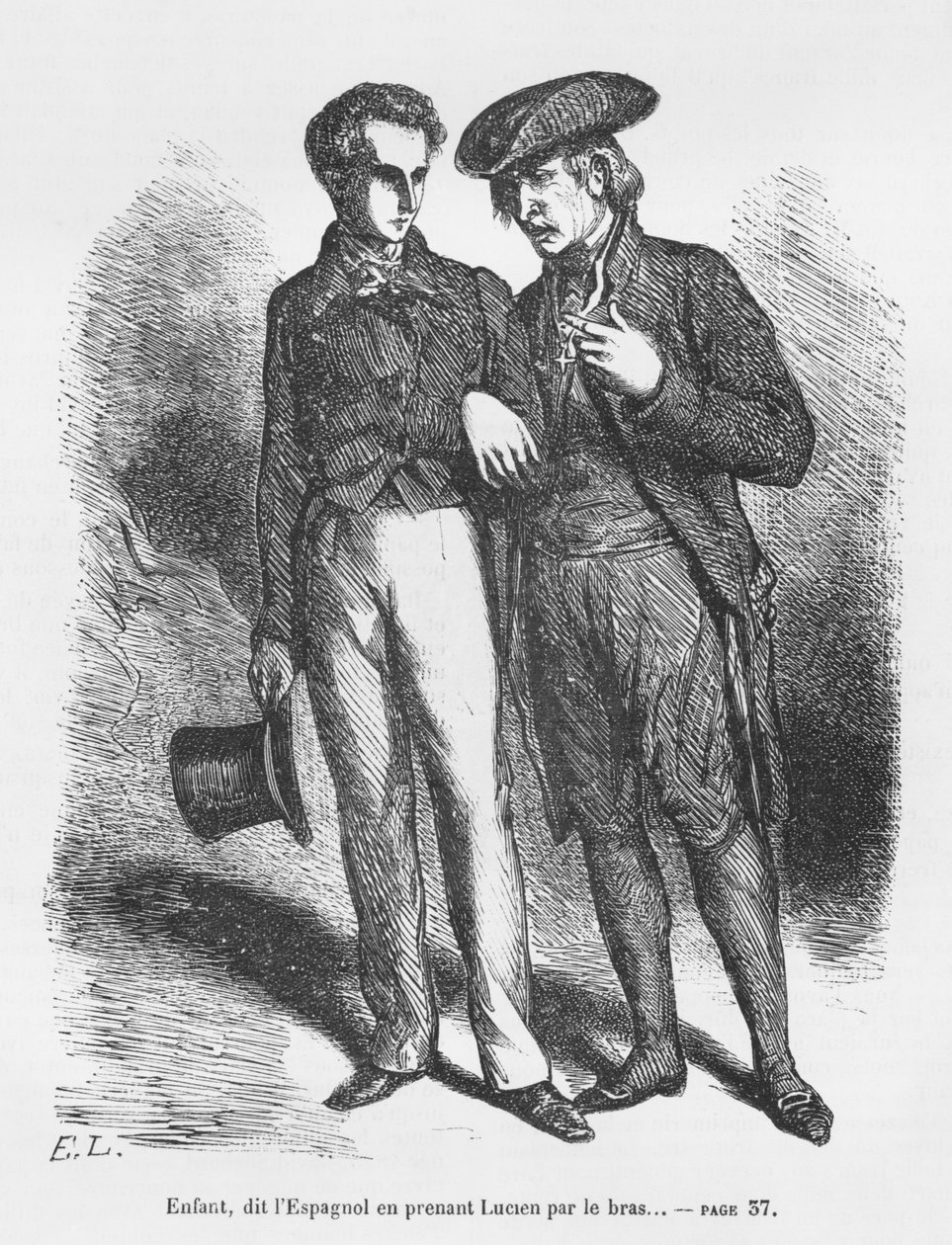 Lucien de Rubempre en Carlos Herrera, illustratie uit 