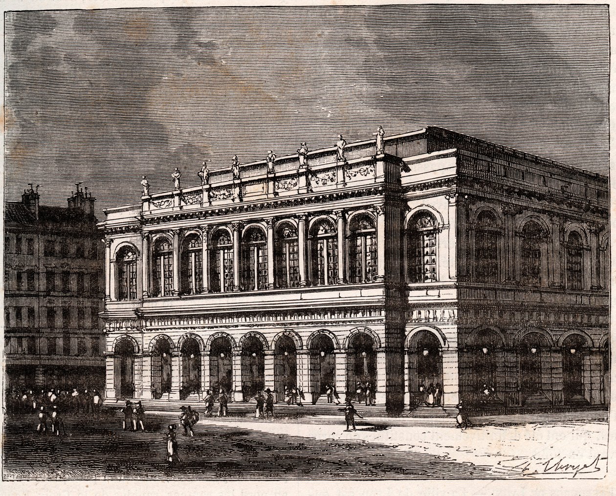 Lyon: Het Grote Theater - gravure in 