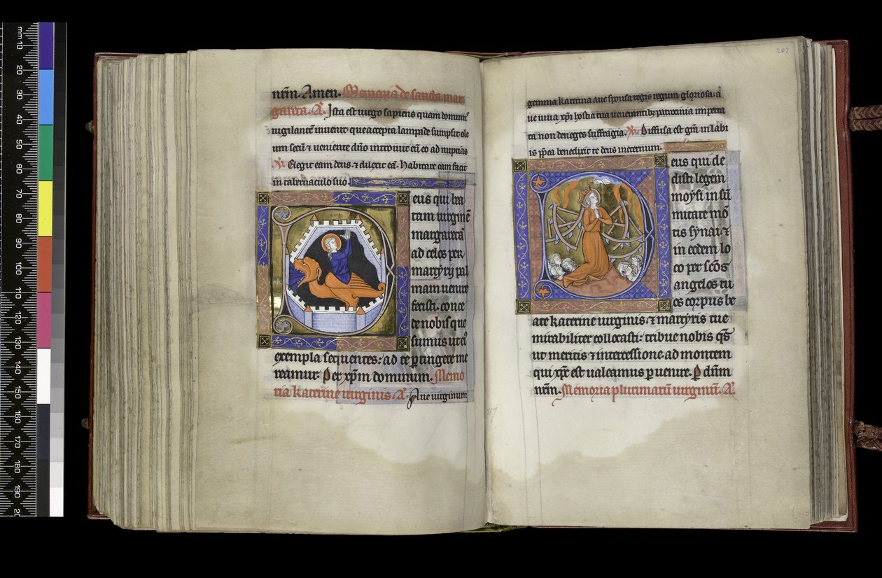 Suffragie voor St. Margaretha en St. Catharina (uit de Psalter en Uren van Isabella van Frankrijk) door French School