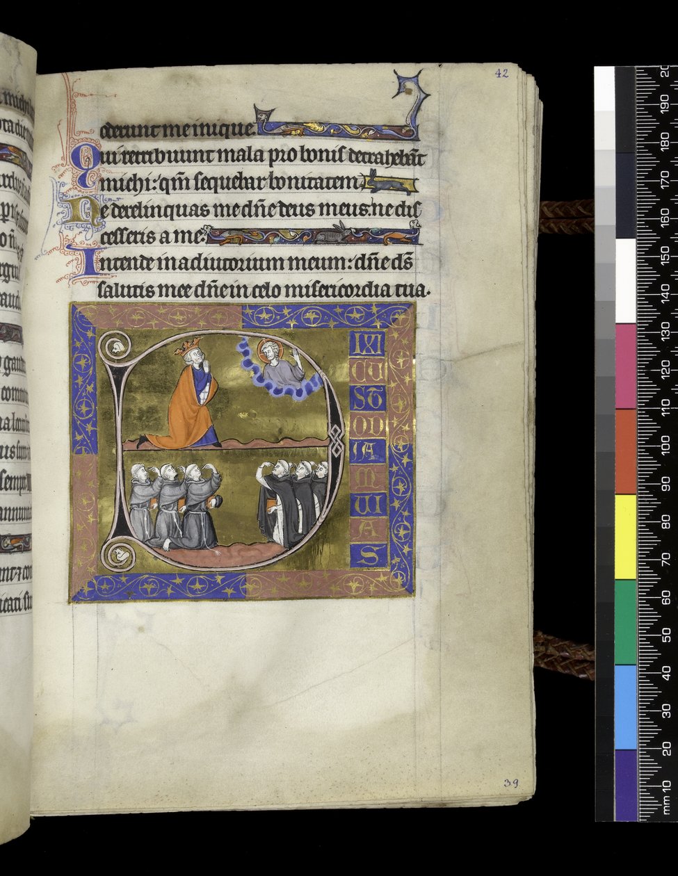 MS 300 f.42r, David bidt tot God in de wolk, uit de Psalter en Getijden van Isabella van Frankrijk, Parijs, ca. 1265-70 door French School