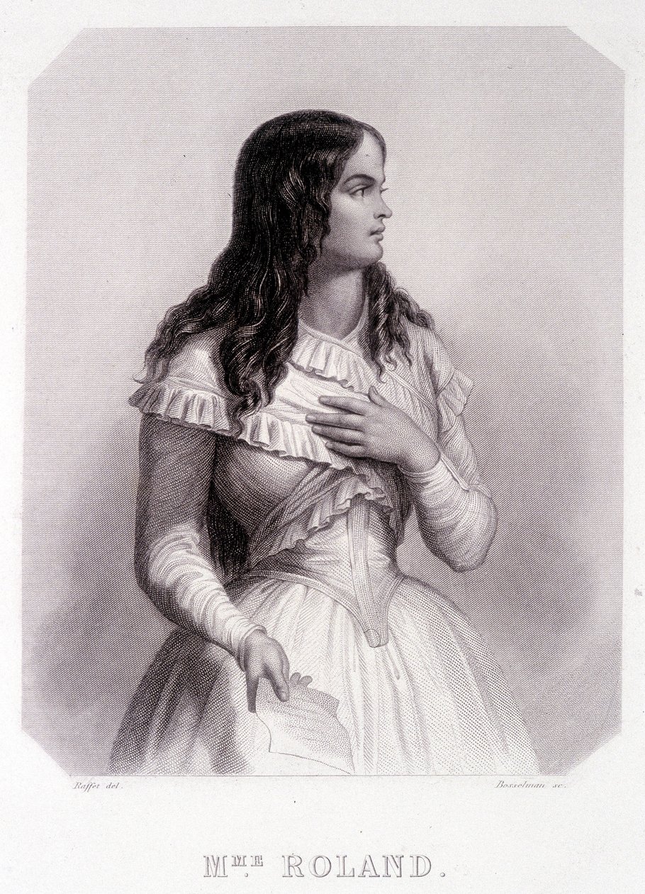 Madame Roland (of Roland de la Platière, Jeanne Marie of Monon Philipon), Franse politicus (1754-1793) - gravure door French School