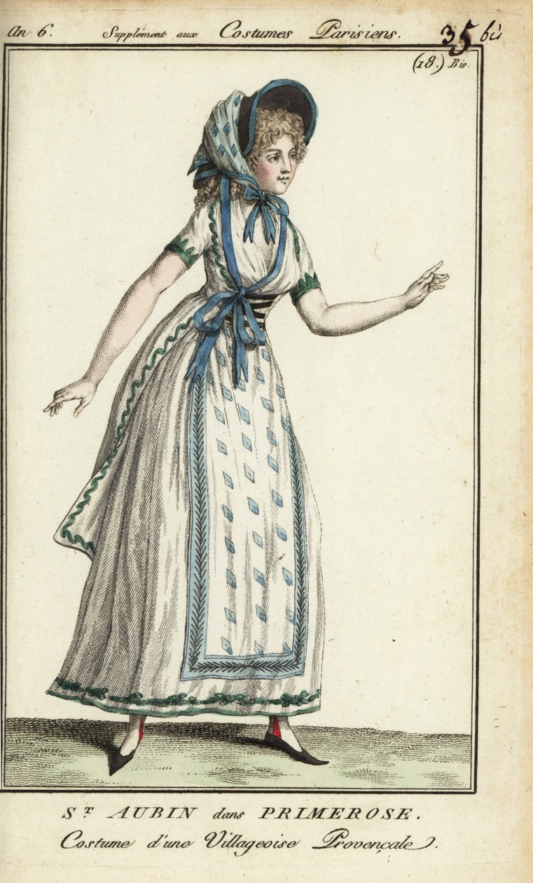 Madame de St. Aubin in kostuum als Primerose door French School