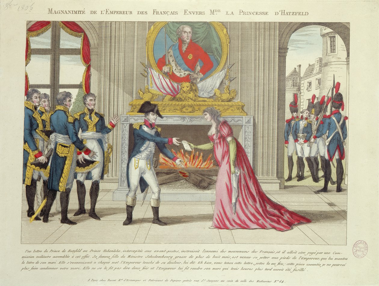 Grootmoedigheid van keizer Napoleon jegens de prinses van Hatzfeld, 1806 door French School