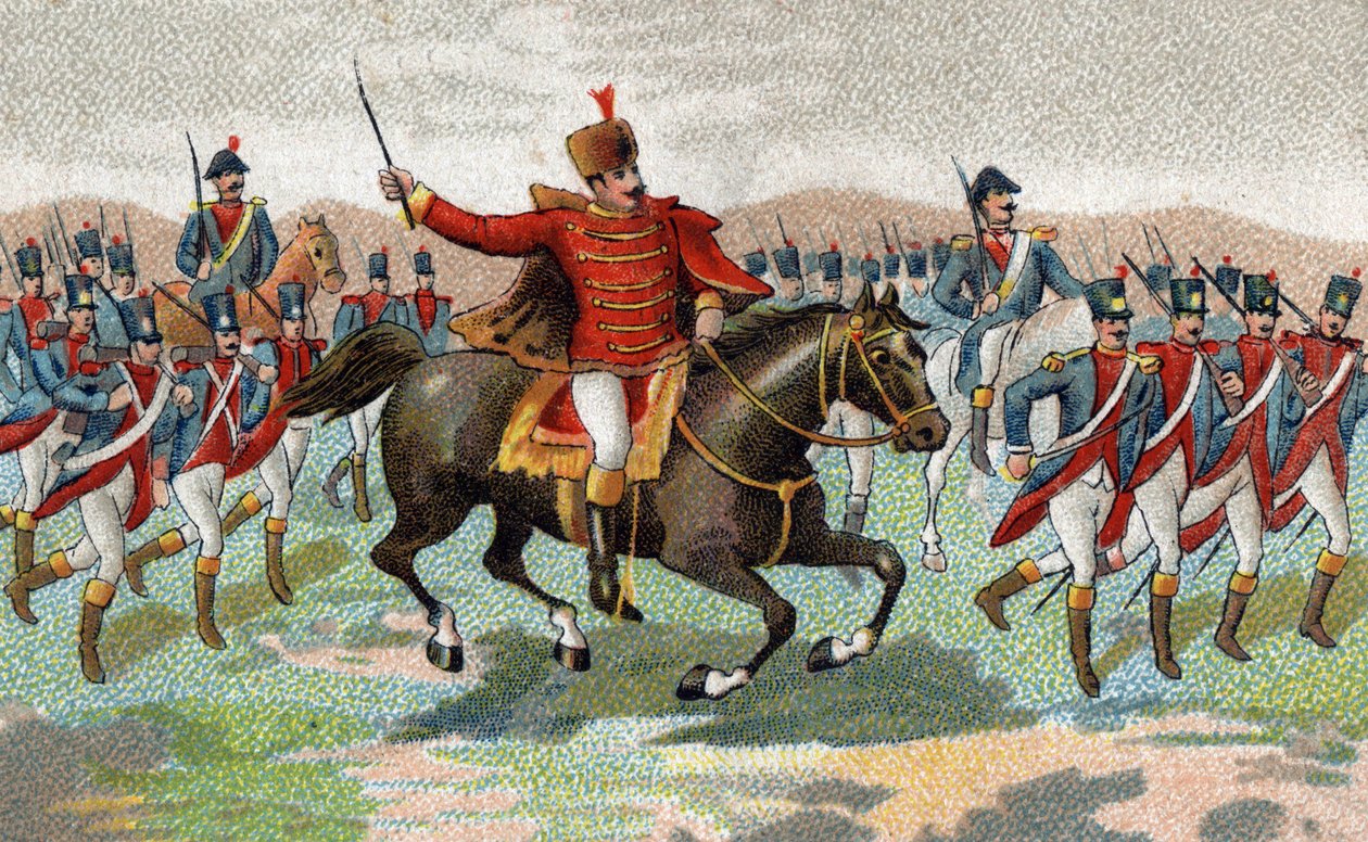 Marechal Joachim Murat bij de Slag bij Jena (Duitsland, 14 oktober) door French School