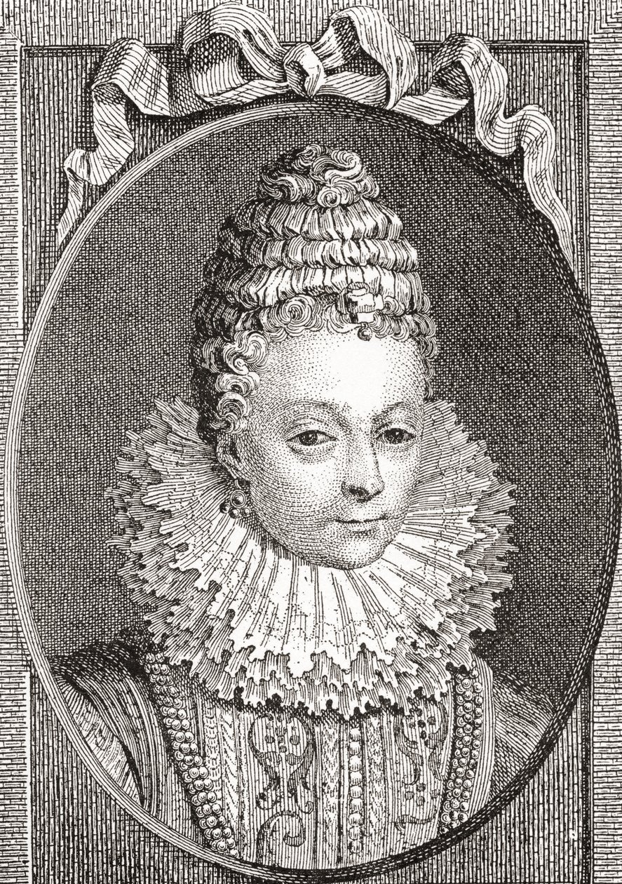 Marie de Médicis, 1575-1642. Koningin-gemalin van Frankrijk, als de tweede vrouw van koning Hendrik IV van Frankrijk. Uit Les Heures Libres gepubliceerd 1908. door French School
