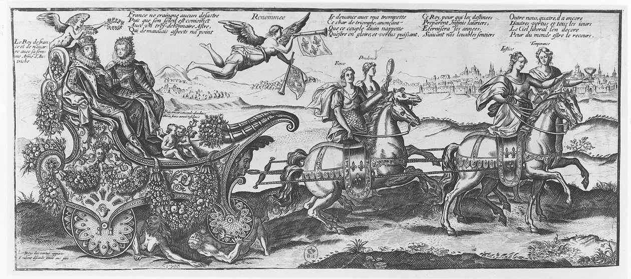 Huwelijk van Anna van Oostenrijk (gravure) door French School