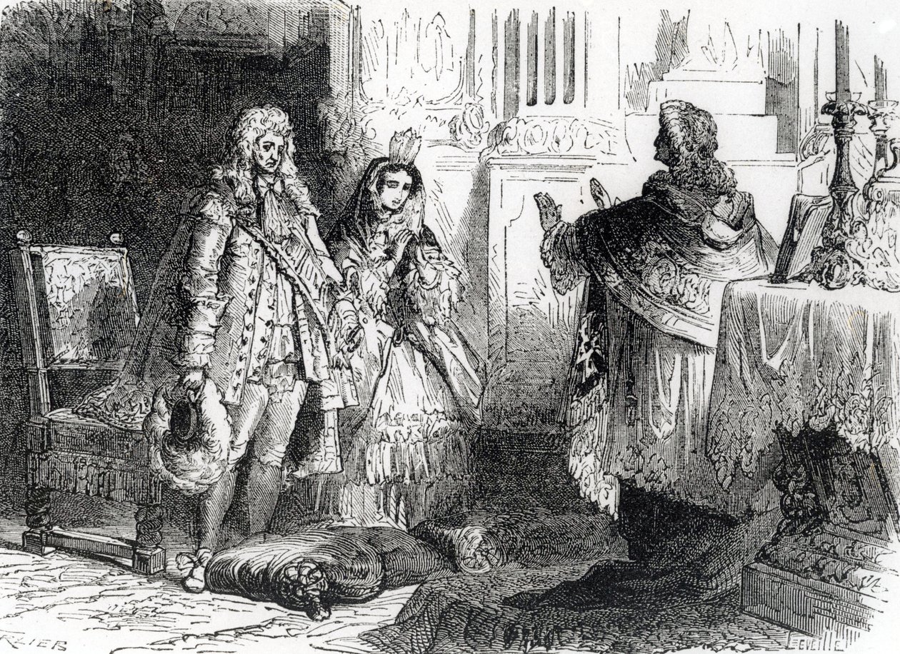 Huwelijk van Lodewijk XIV en Madame de Maintenon door French School