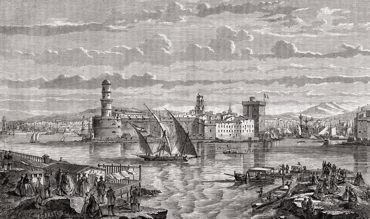 Marseille in de 18e eeuw, gegraveerd door Pibaraud naar Le Breton, uit 