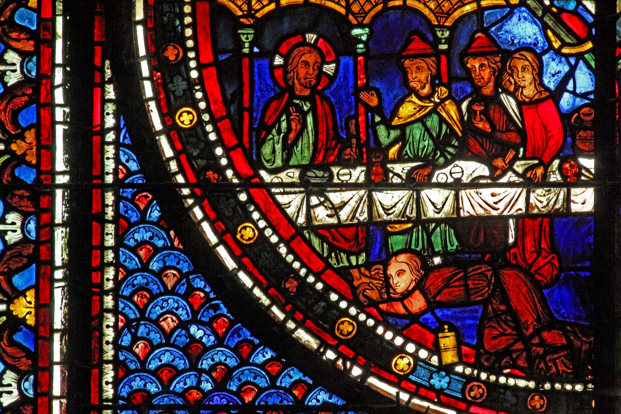 Het Maria Magdalena-raam: Maria in het huis van Simon door French School
