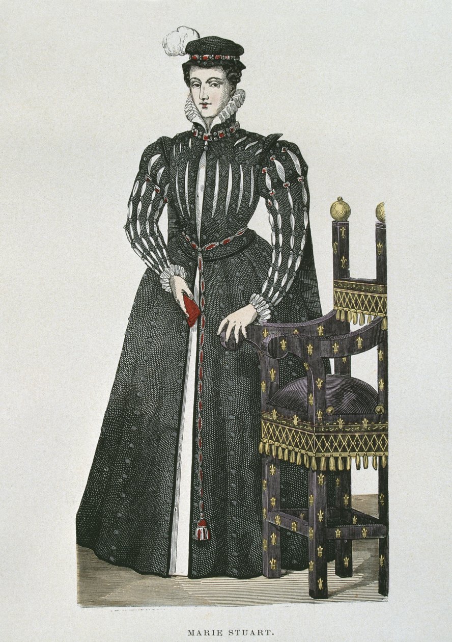 Mary Queen of Scots (1542-87), kopie van een miniatuur uit het Recueil de Gaignieres door French School