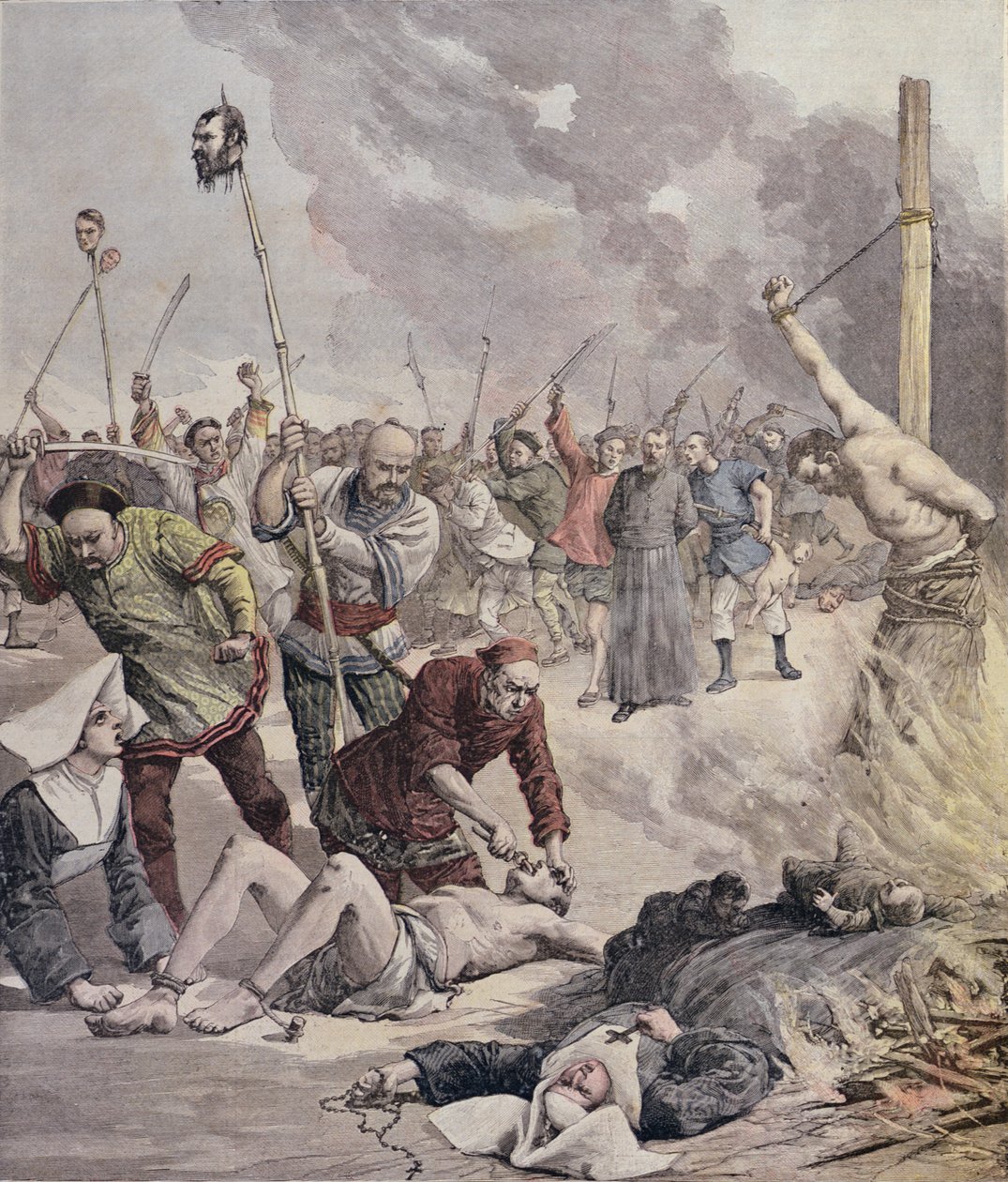 Bloedbaden in China, uit Le Petit Journal, 1891 door French School
