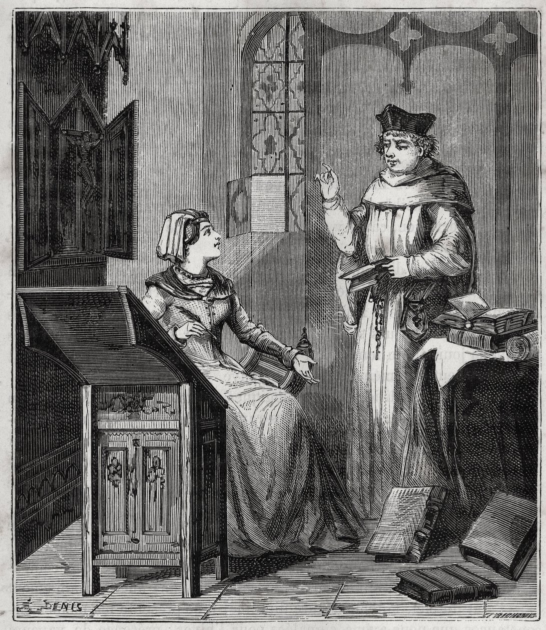 Matthieu Lansbert en zijn nicht - Gravure in 