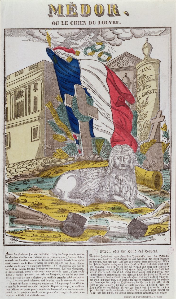 Medor, de trouwe hond van het Louvre, ca. 1831 door French School