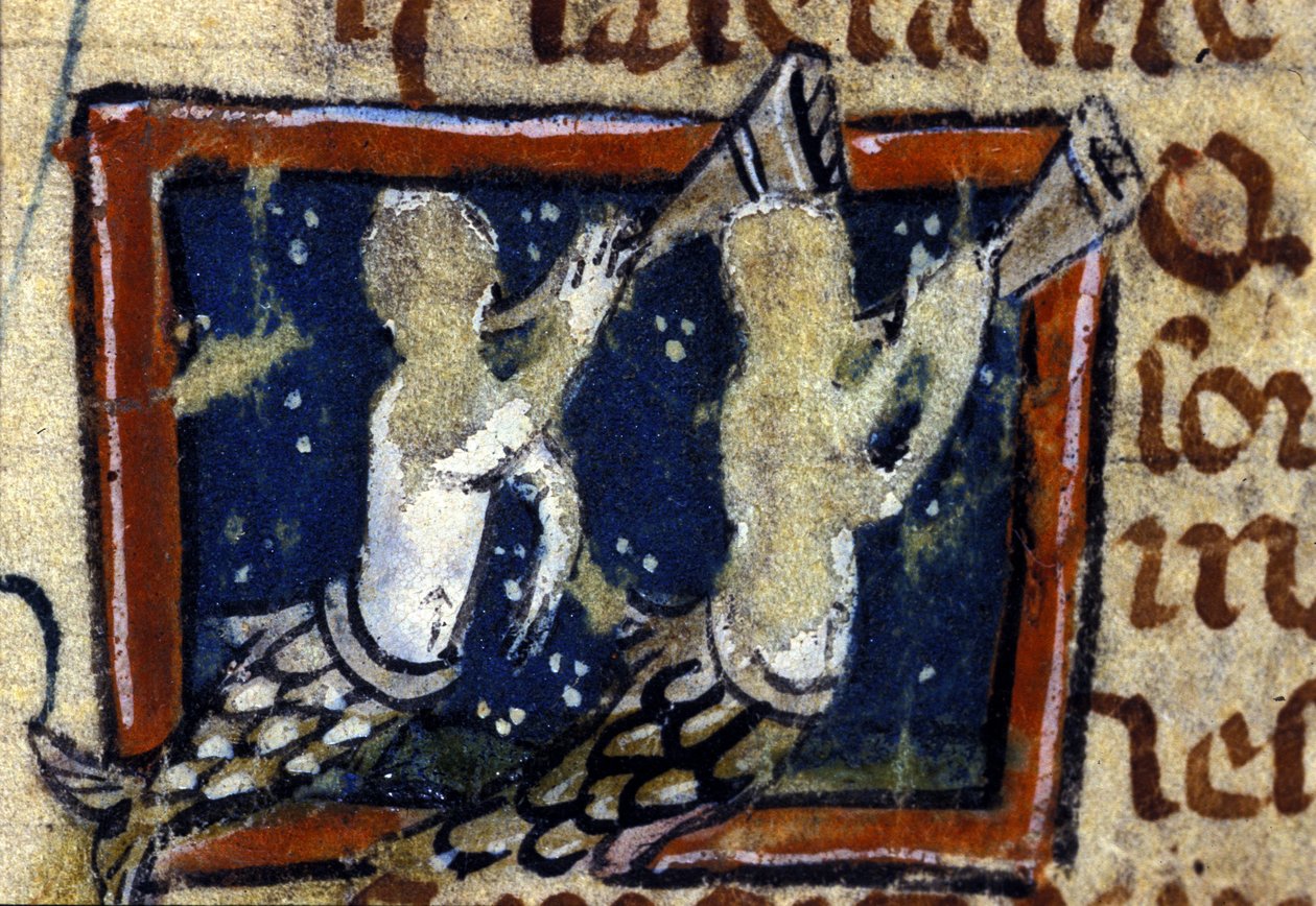 Zeemeerminnen afgebeeld in een 14e-eeuws Frans bestiarium. Milaan, Biblioteca Trivulziana. door French School