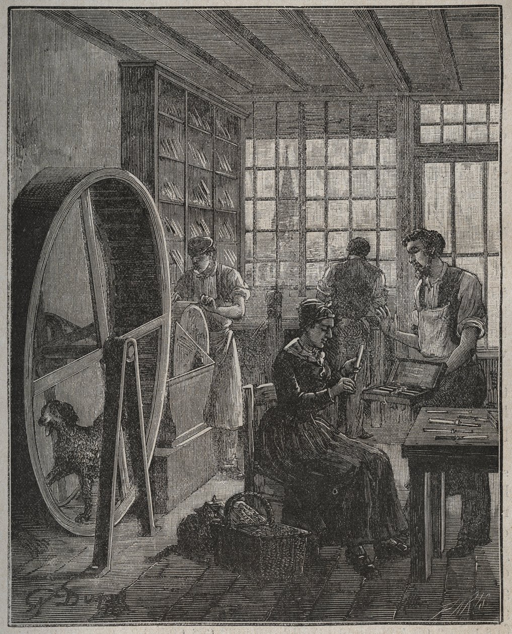 Beroep en ambachtsman: een messenwinkel in de provincie in de 19e eeuw. Gravure uit 1885 in 