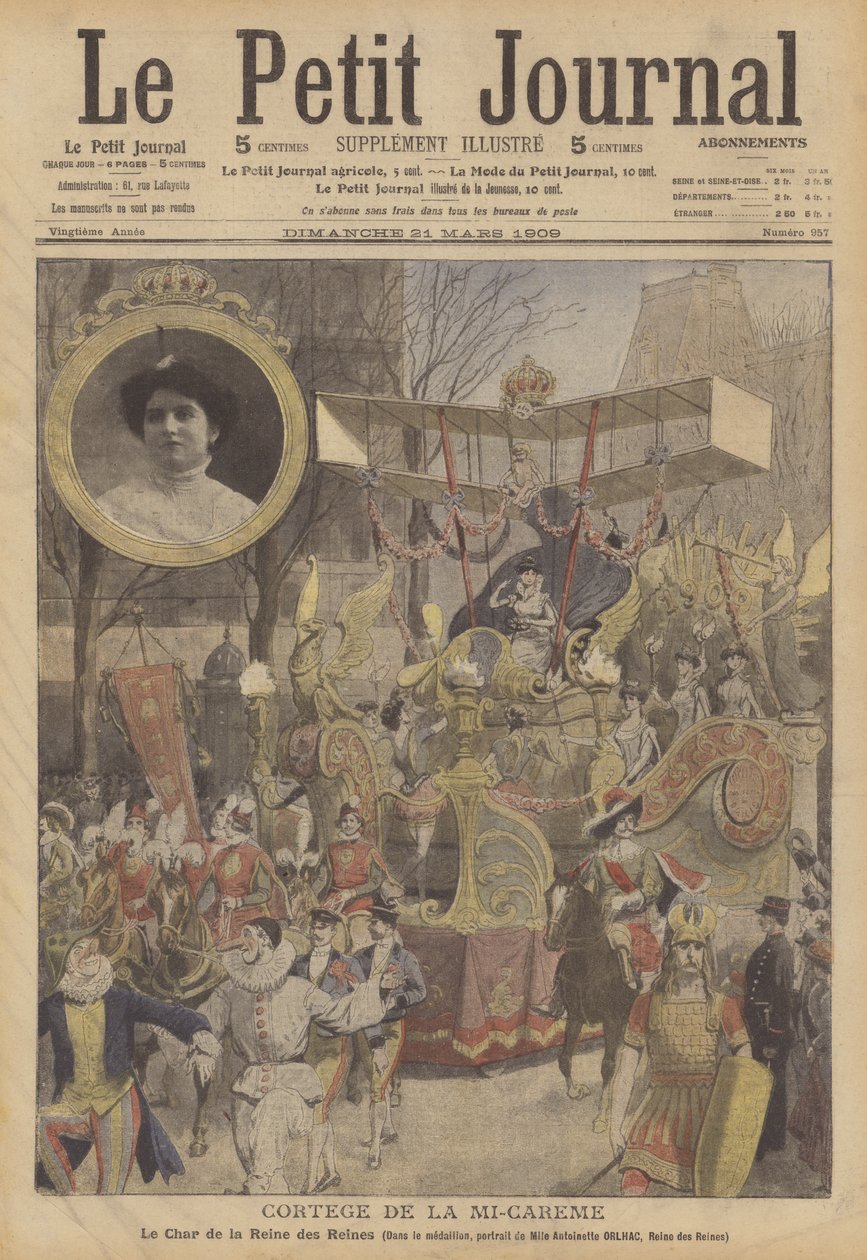Mid-Lent processie in Parijs (kleurenlitho) door French School