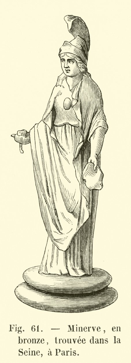 Minerve, in brons, gevonden in de Seine, Parijs (gravure) door French School